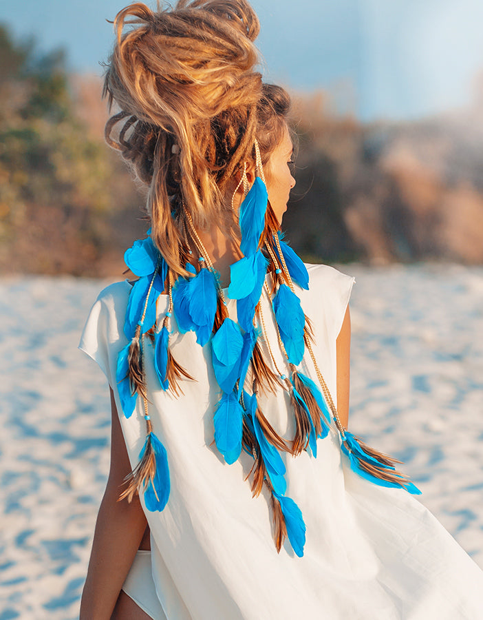 Hajékszer colored feather hair ornament Pink AFROline (1pc)